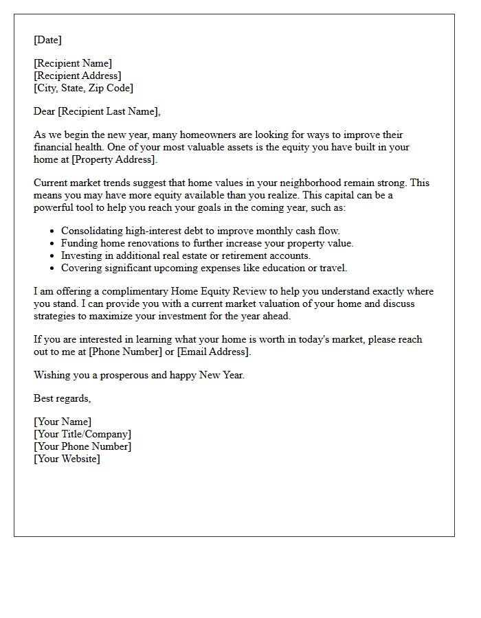 Maximizing Your Home Equity in the New Year Letter