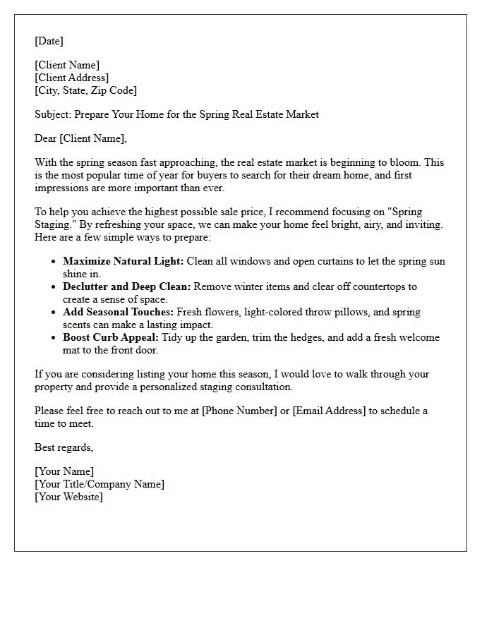 Home Staging for the Spring Season Letter