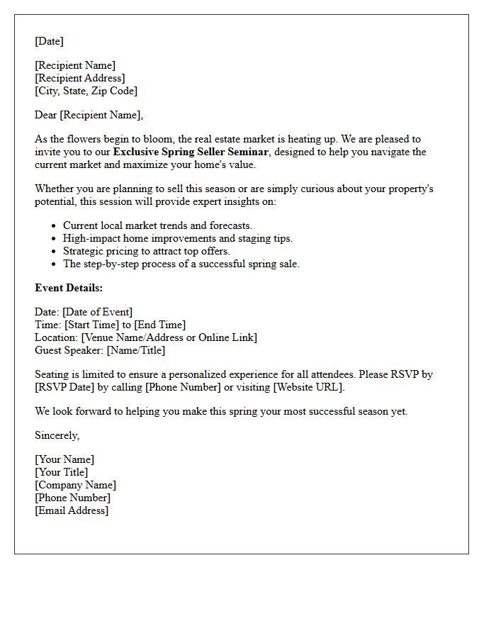 Exclusive Spring Seller Seminar Invitation Letter