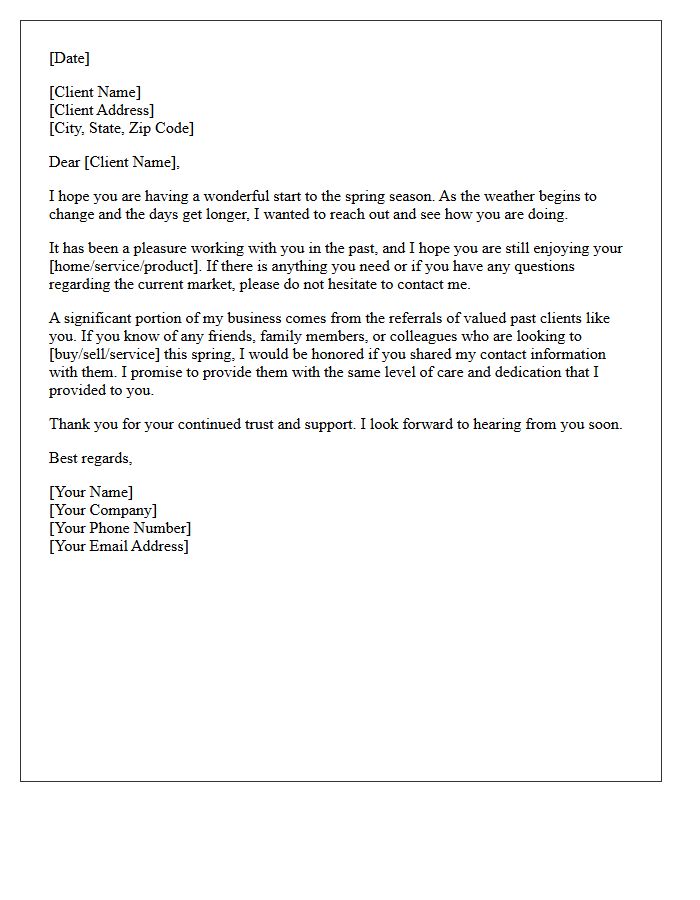 Past Client Spring Check-In and Referral Letter
