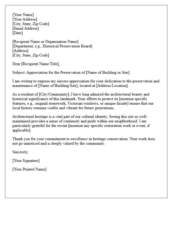 Letter Of Appreciation For Architectural Heritage