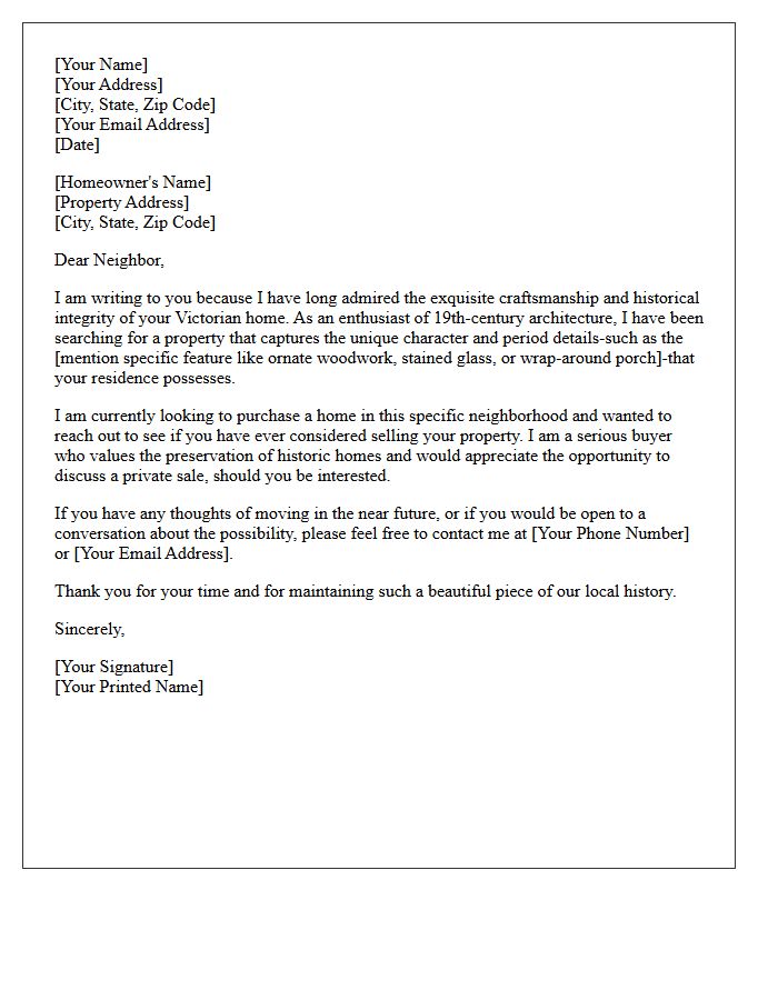 Victorian Era Specific Buyer Interest Letter