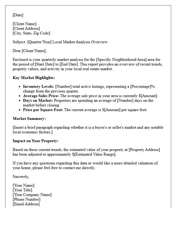 Quarterly Local Market Analysis Overview Letter