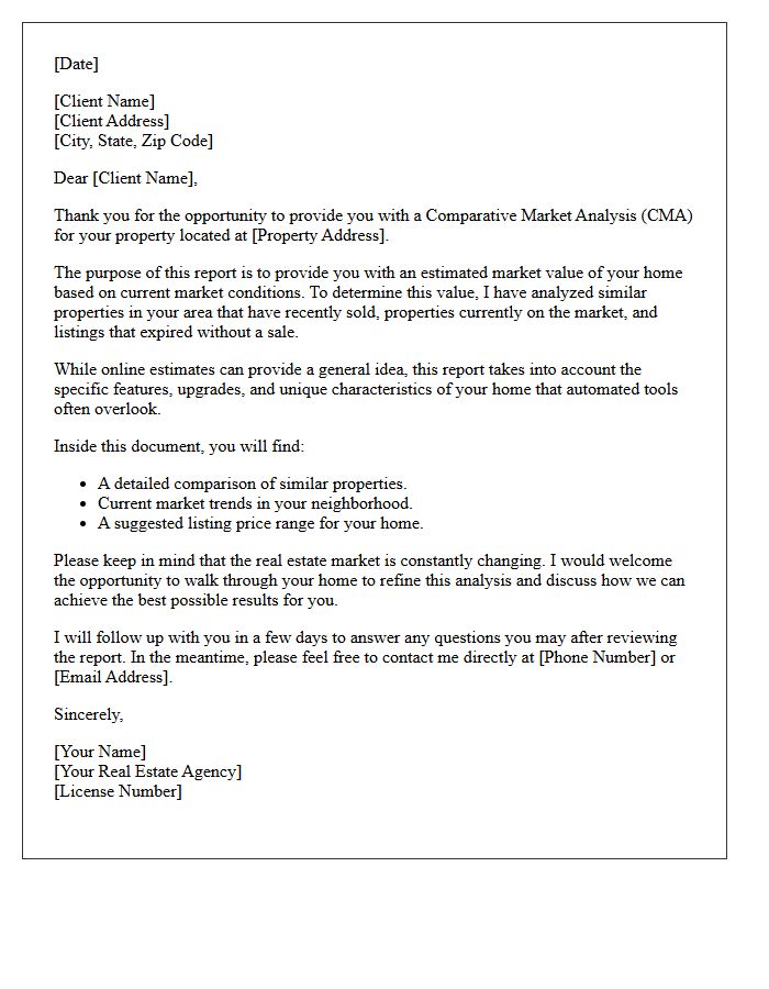 Comparative Market Analysis Cover Letter