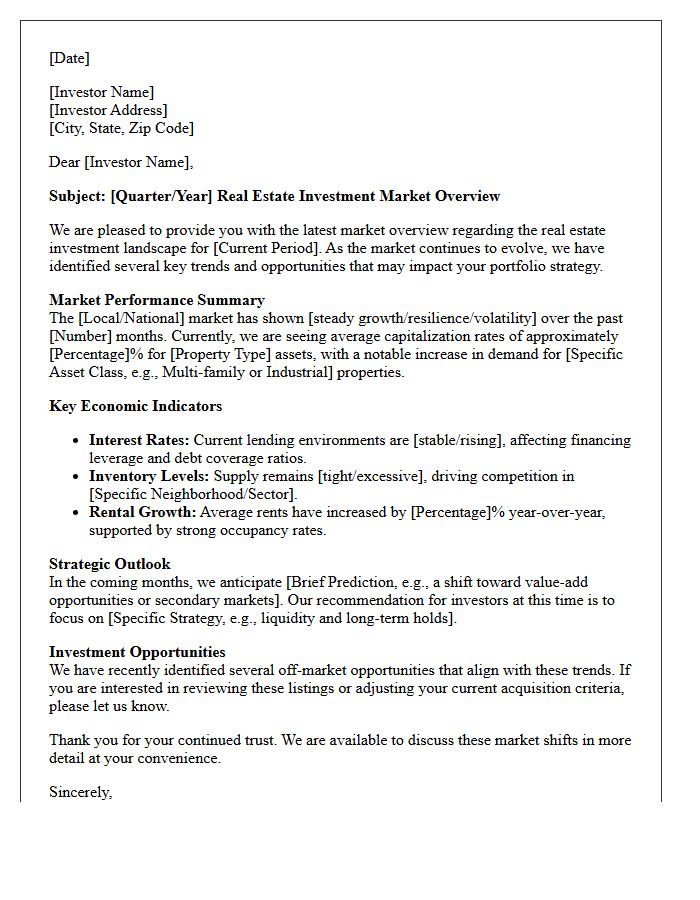 Real Estate Investment Market Overview Letter