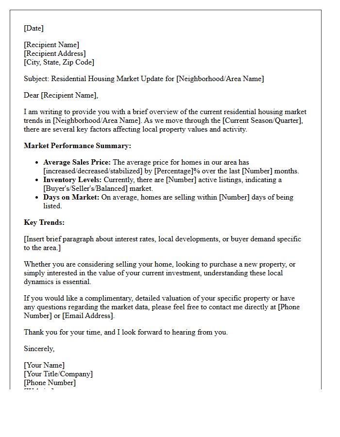 Residential Housing Market Overview Letter