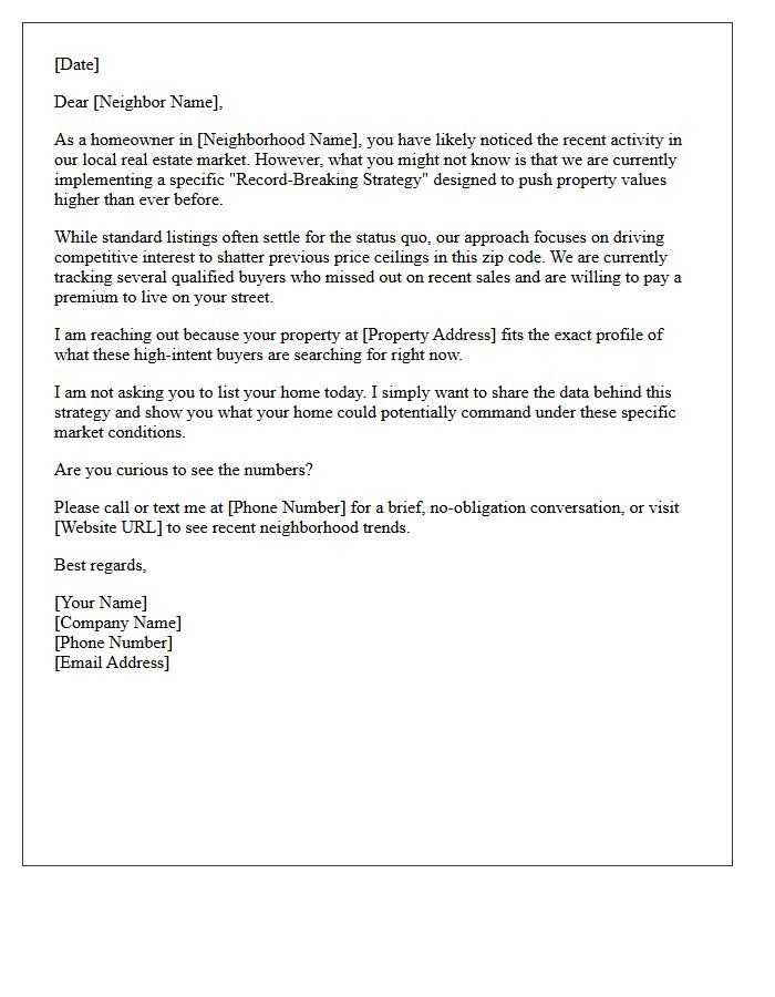 Neighborhood Record-Breaking Strategy Teaser Letter