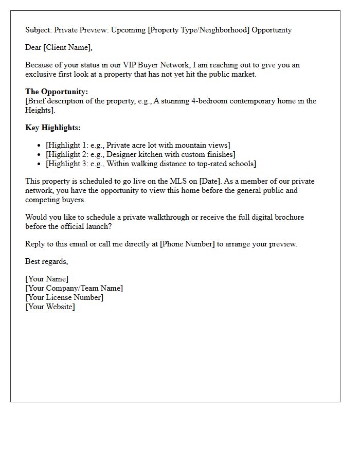 VIP Buyer Network Preview Teaser Letter
