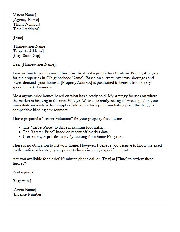 Strategic Pricing Pre-Listing Teaser Letter