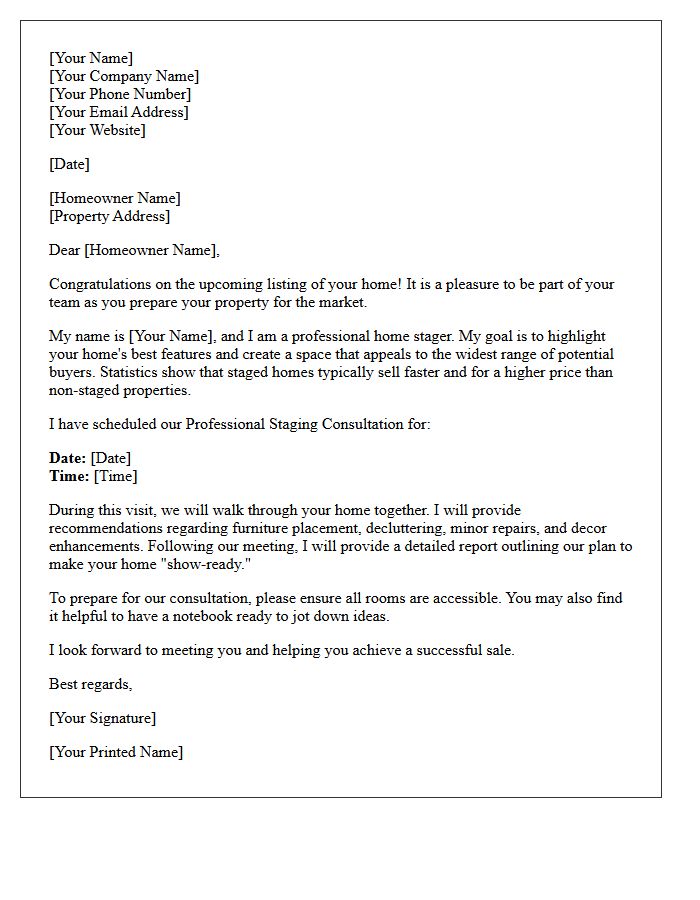 Professional Staging Consultation Introduction Letter