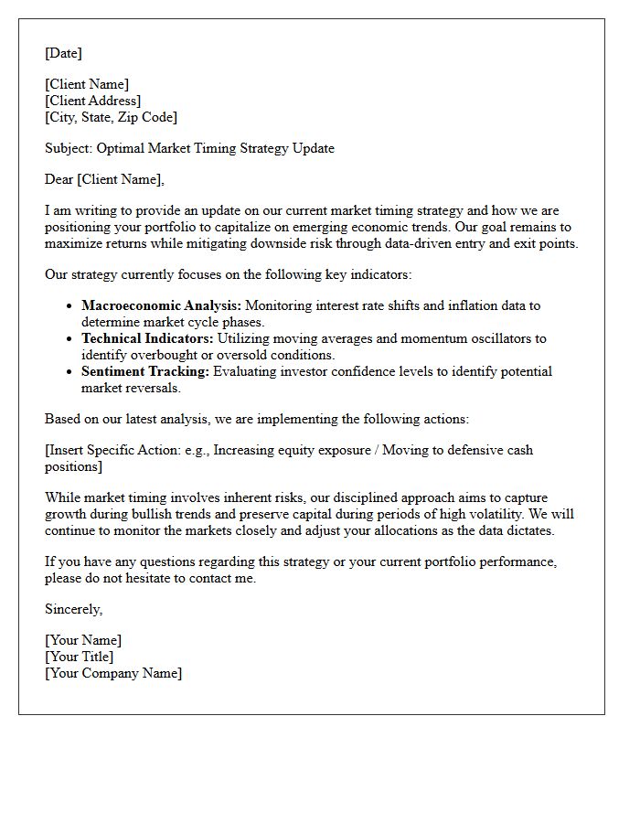 Optimal Market Timing Strategy Letter