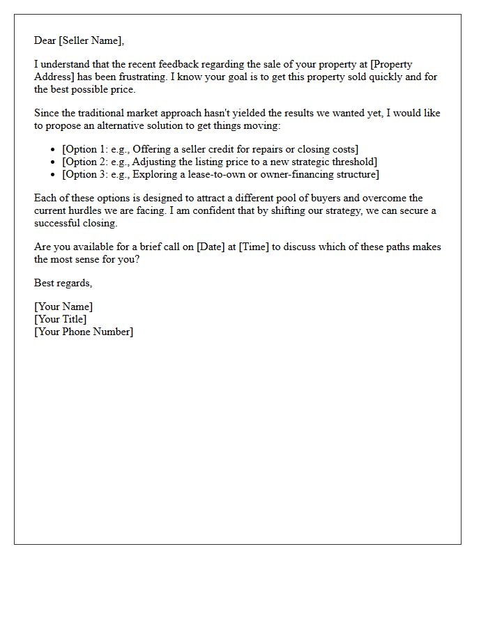 Frustrated Seller Alternative Solution Letter