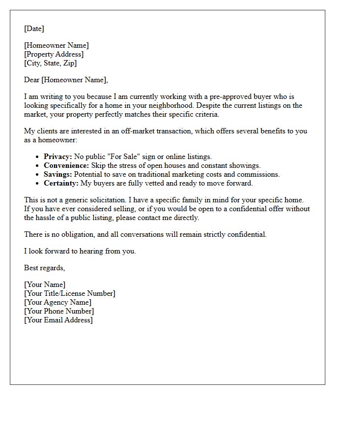 Exclusive Off-Market Buyer Match Letter