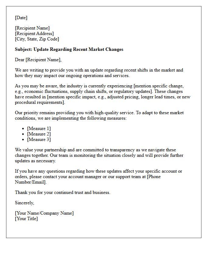 Recent Market Change Update Letter