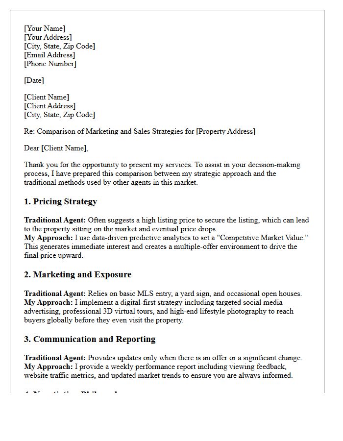 Different Agent Approach Comparison Letter