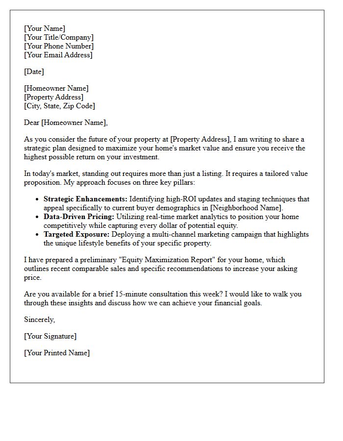Maximizing Your Home Value Proposition Letter