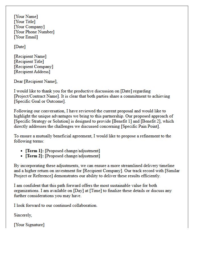 Professional Negotiation Advantage Letter