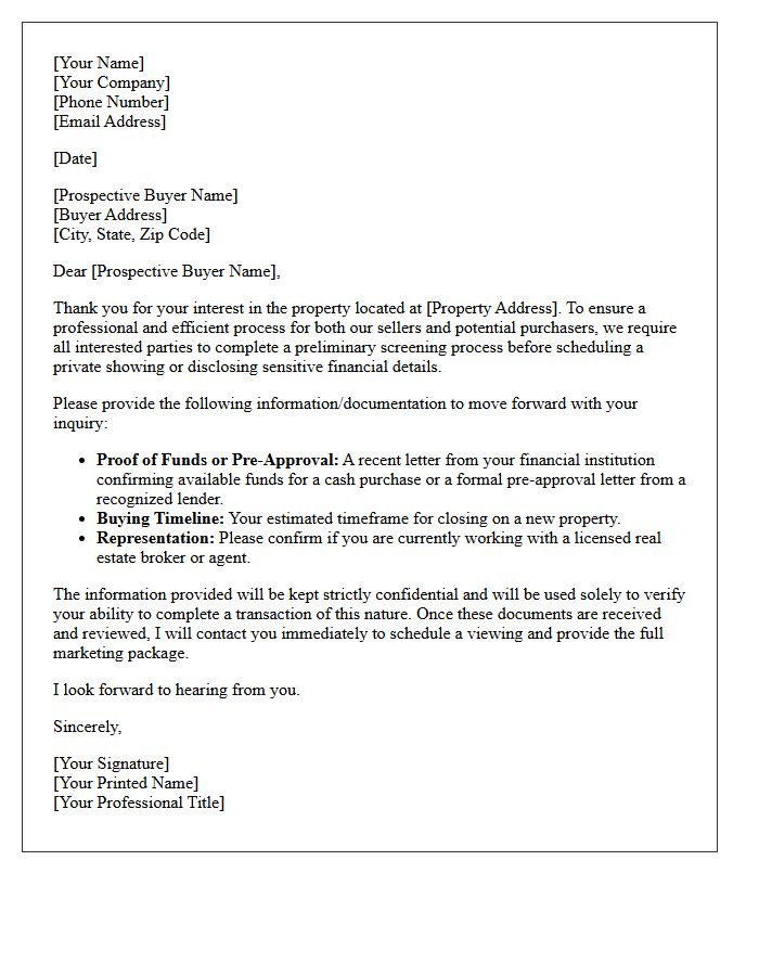 The Qualified Buyer Screening Letter