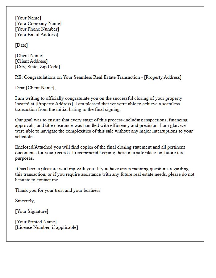 Seamless Real Estate Transaction Letter