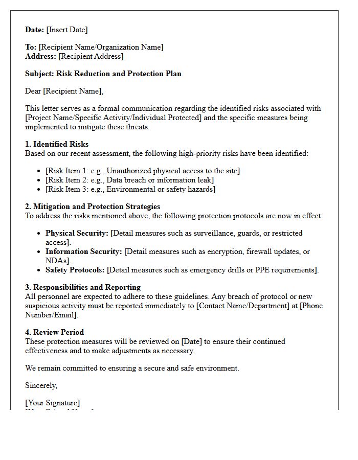 Risk Reduction And Protection Letter