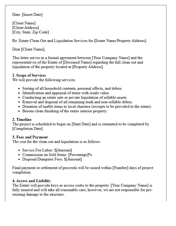 Full Estate Clean Out And Liquidation Letter