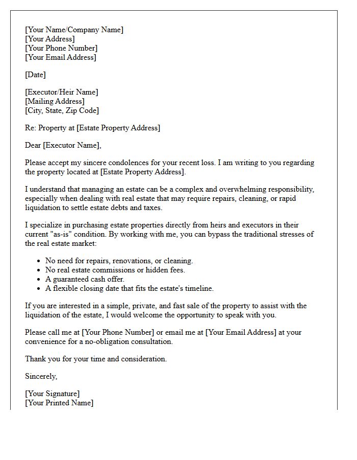 Distressed Estate Property Liquidation Letter