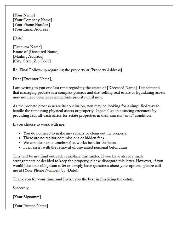 Final Outreach For Probate Estate Liquidation Letter
