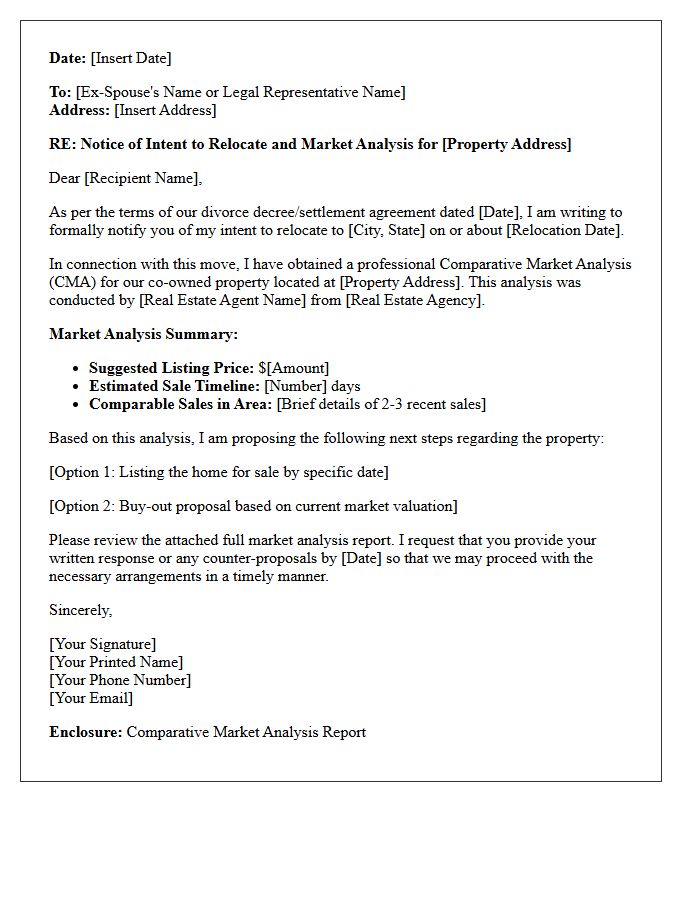 Post-Divorce Relocation Market Analysis Letter