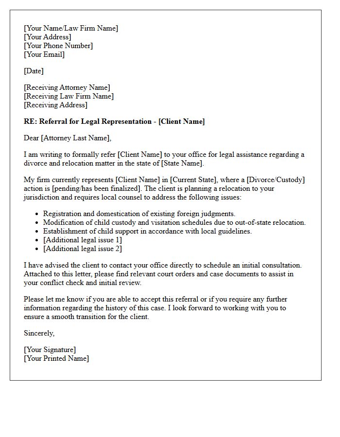 Out-of-State Divorce Relocation Referral Letter
