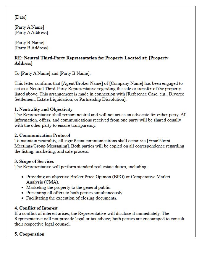 Neutral Third-Party Real Estate Representation Letter