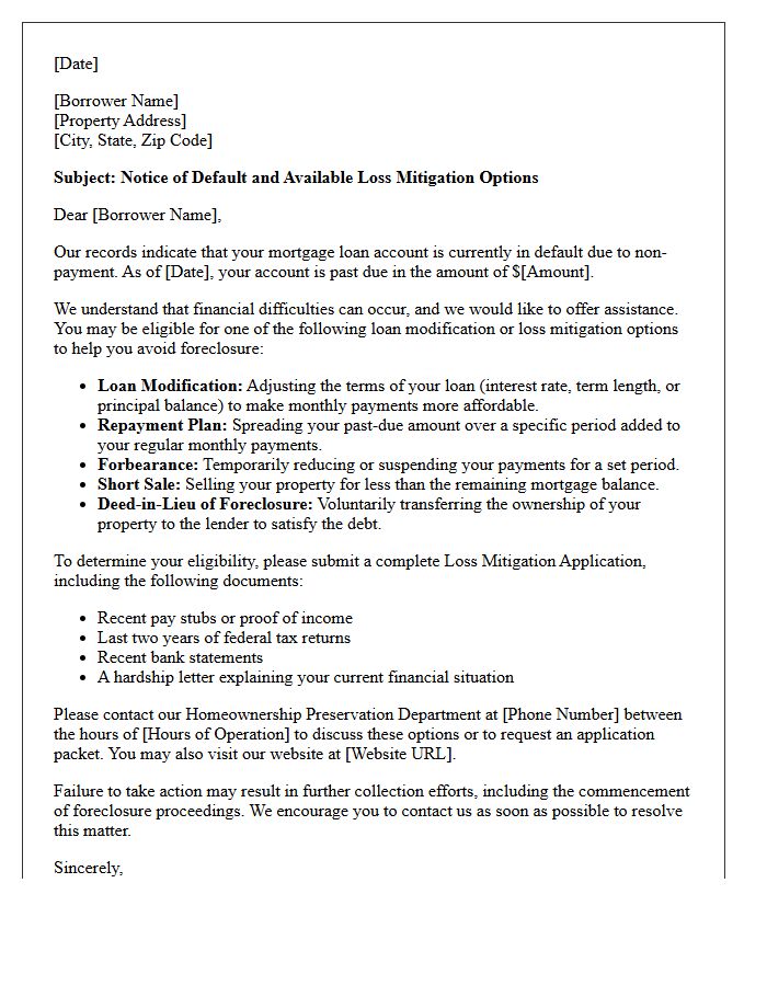 Loan Modification Default Options Letter