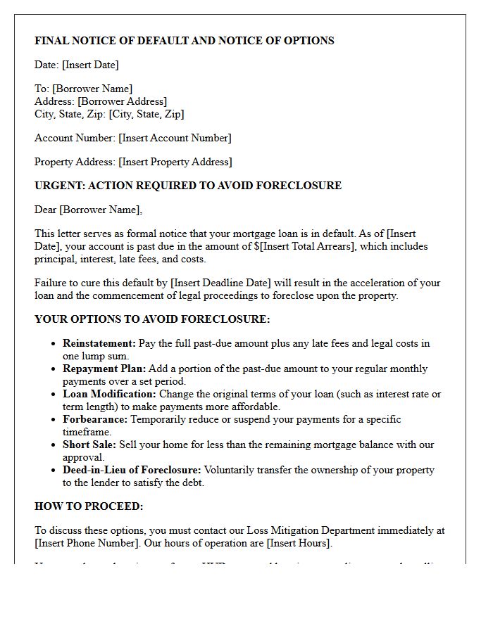 Final Notice Of Default Options Letter
