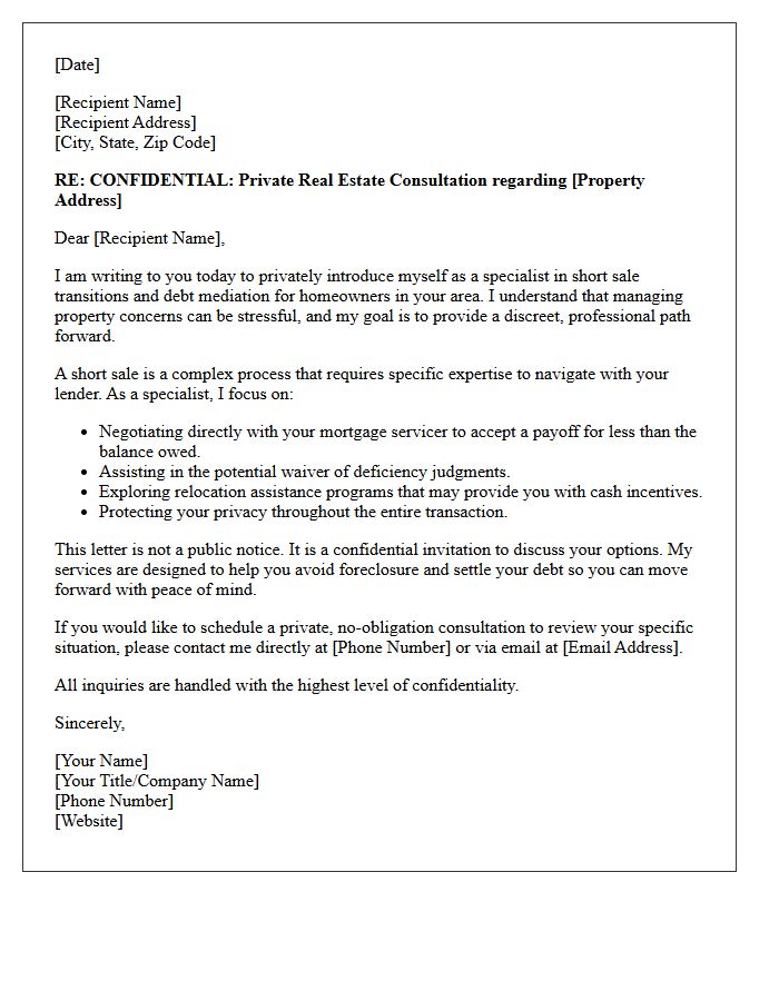 Confidential Short Sale Specialist Introduction Letter