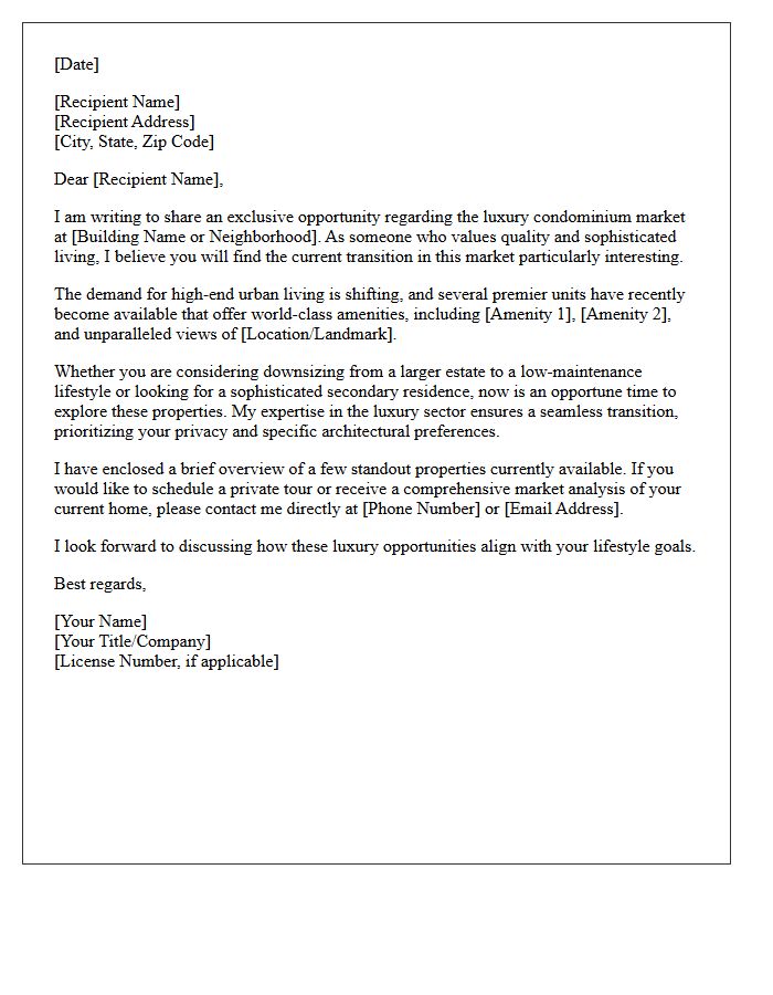 Transitioning to a Luxury Condo Opportunity Letter