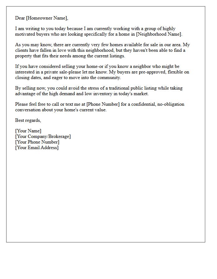 Buyers Waiting Neighborhood Low Inventory Letter