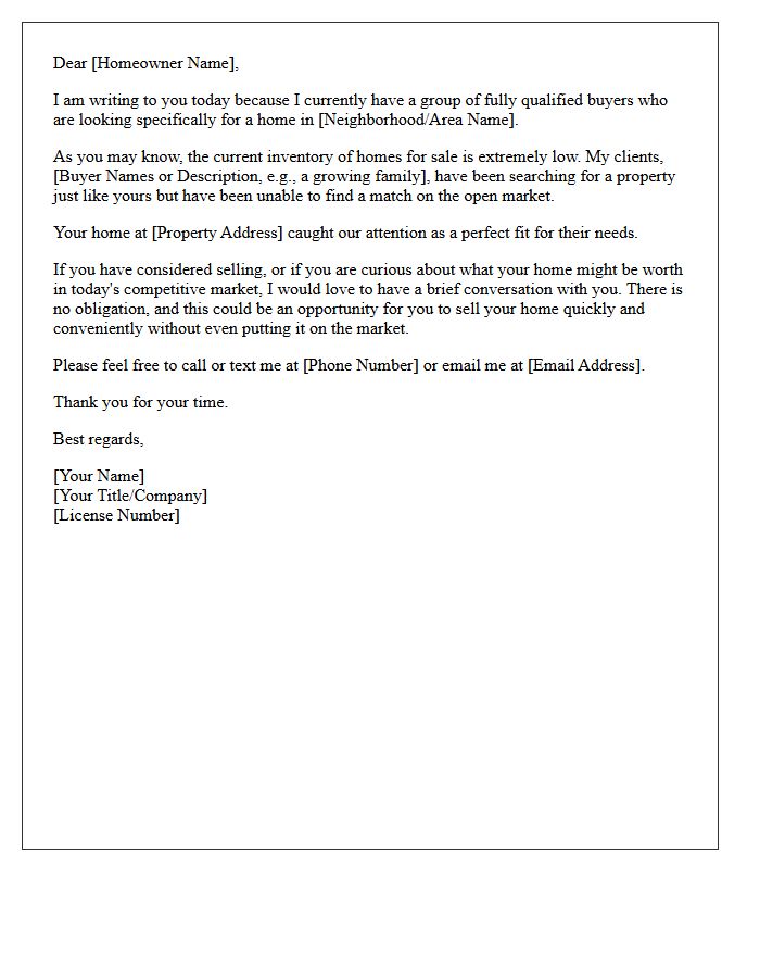 Qualified Buyers Waiting Low Inventory Letter