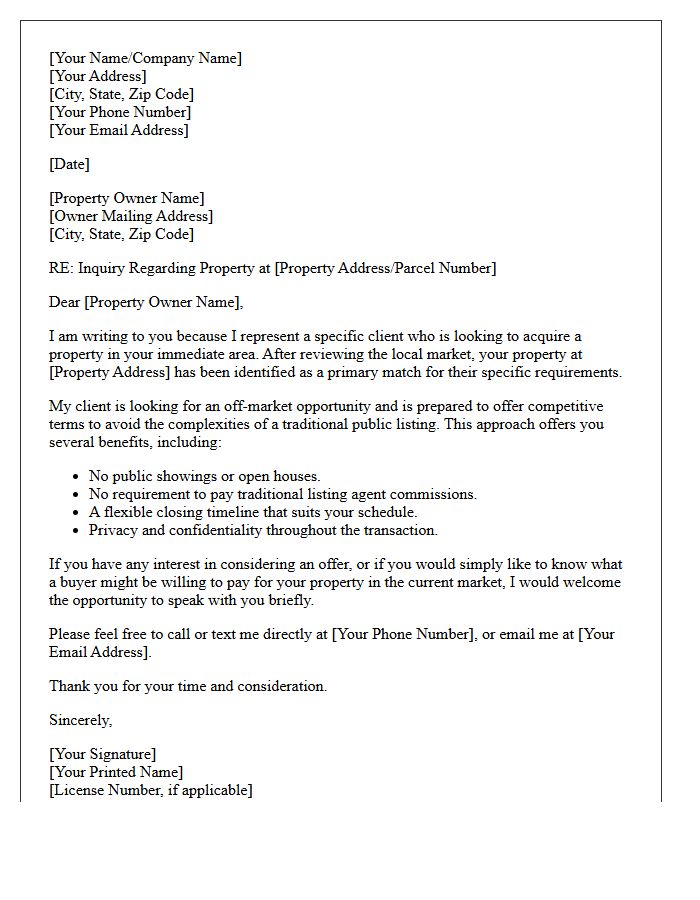 Exclusive Off-Market Property Match Inquiry Letter