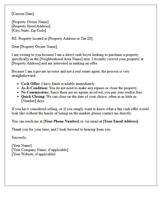 Direct Cash Buyer Property Match Letter
