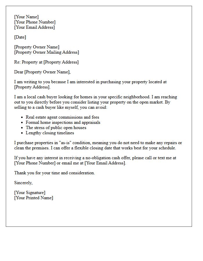 Pre-Market Cash Buyer Opportunity Inquiry Letter