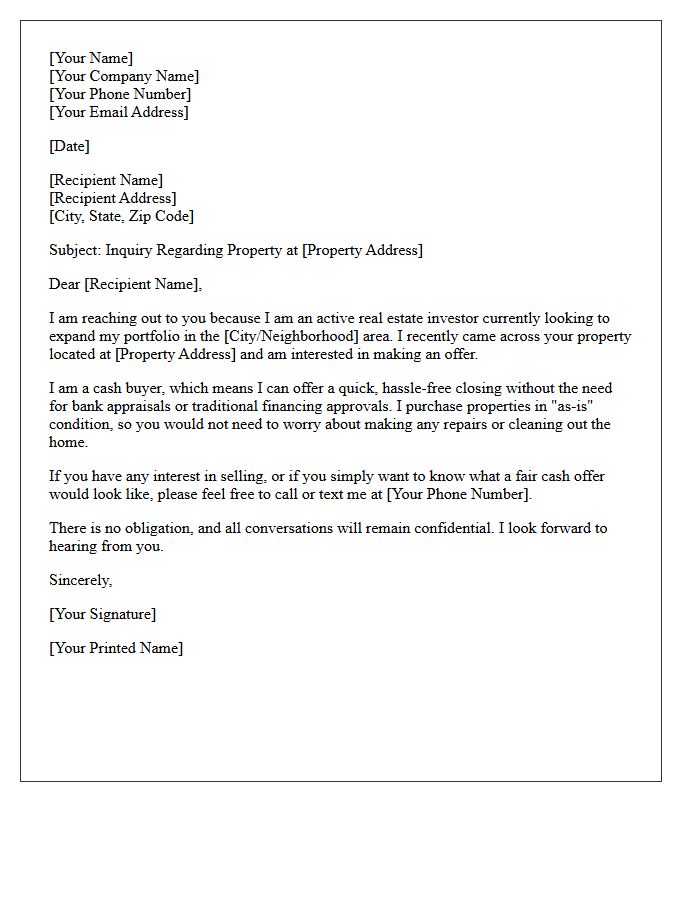 Cash Buyer Portfolio Expansion Inquiry Letter