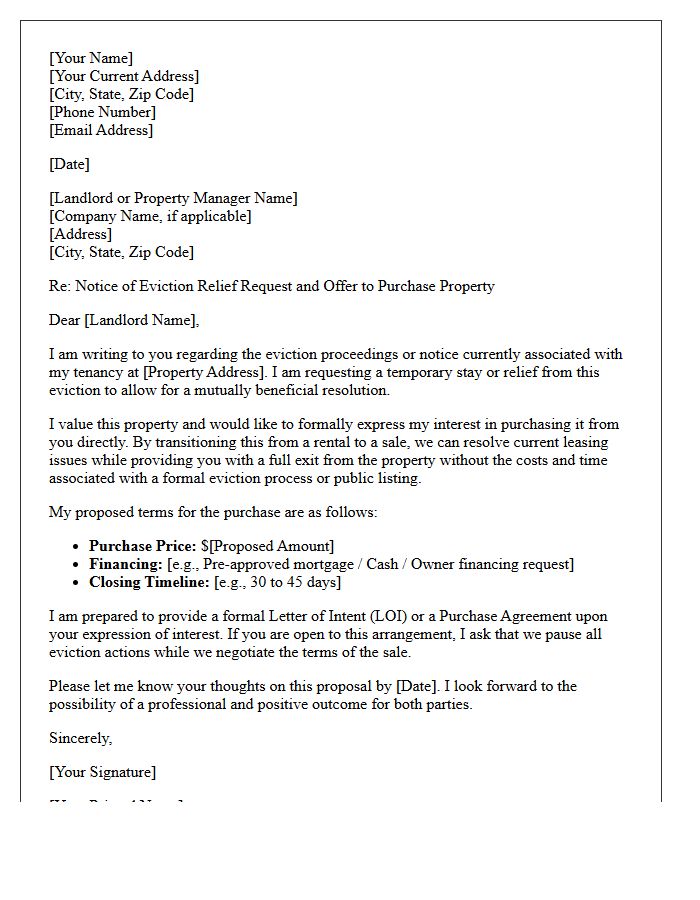 Eviction Relief and Property Purchase Letter
