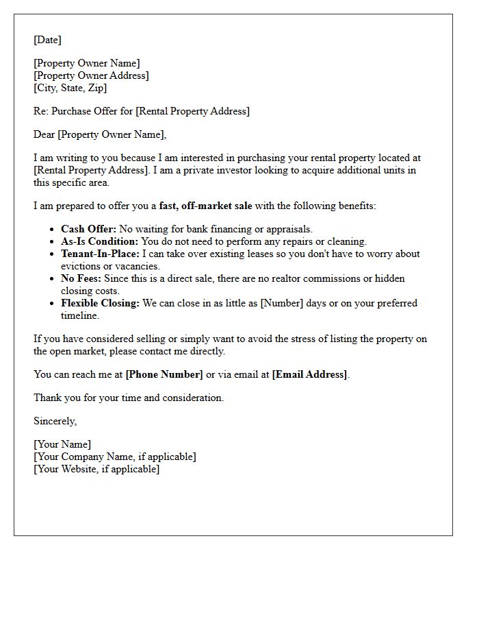 Fast Closing Off-Market Rental Sale Letter