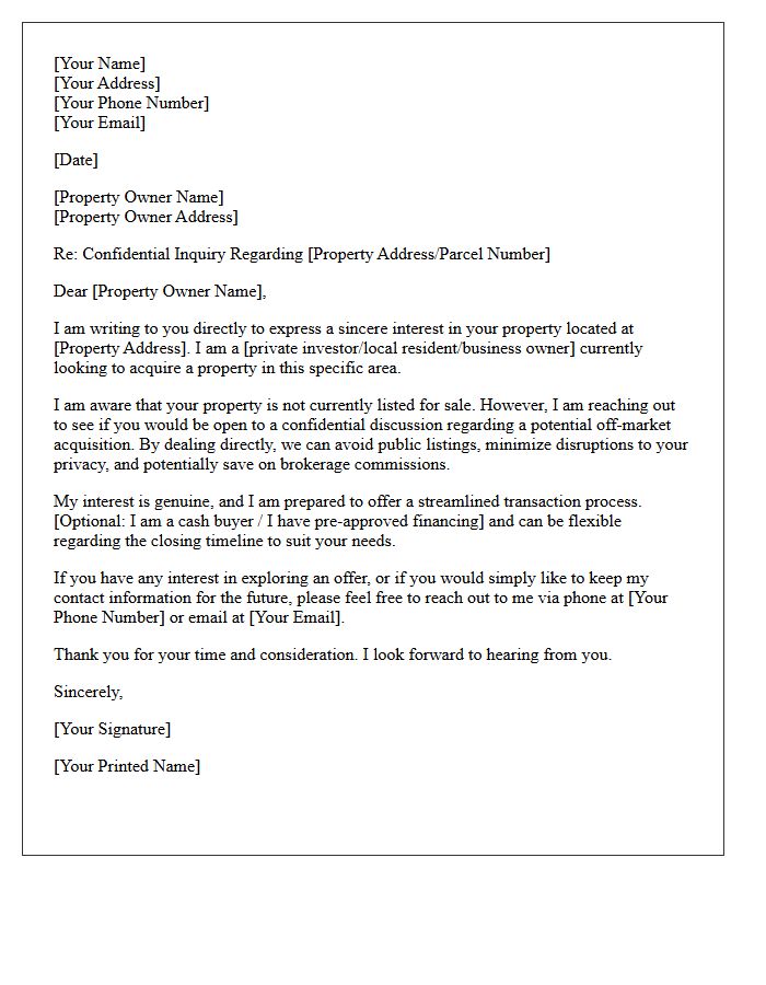 Confidential Off-Market Property Inquiry Letter