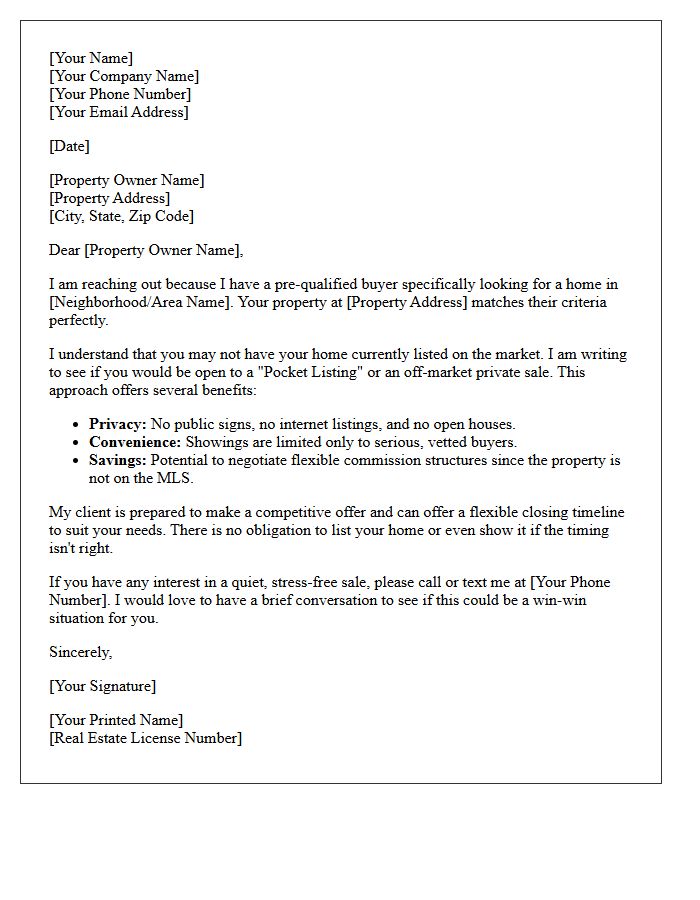 Direct Seller Pocket Listing Introduction Letter