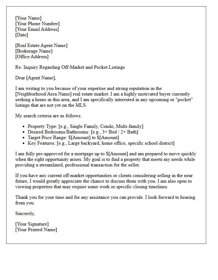Motivated Buyer Pocket Listing Request Letter