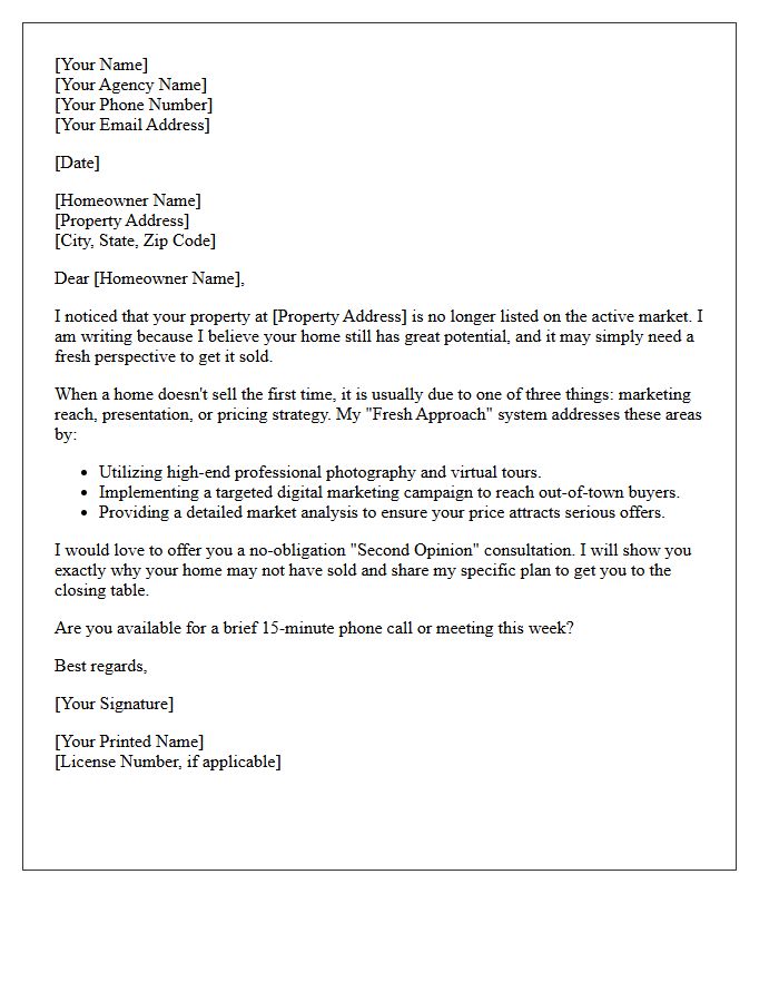 Fresh Approach For Unsold Property Letter