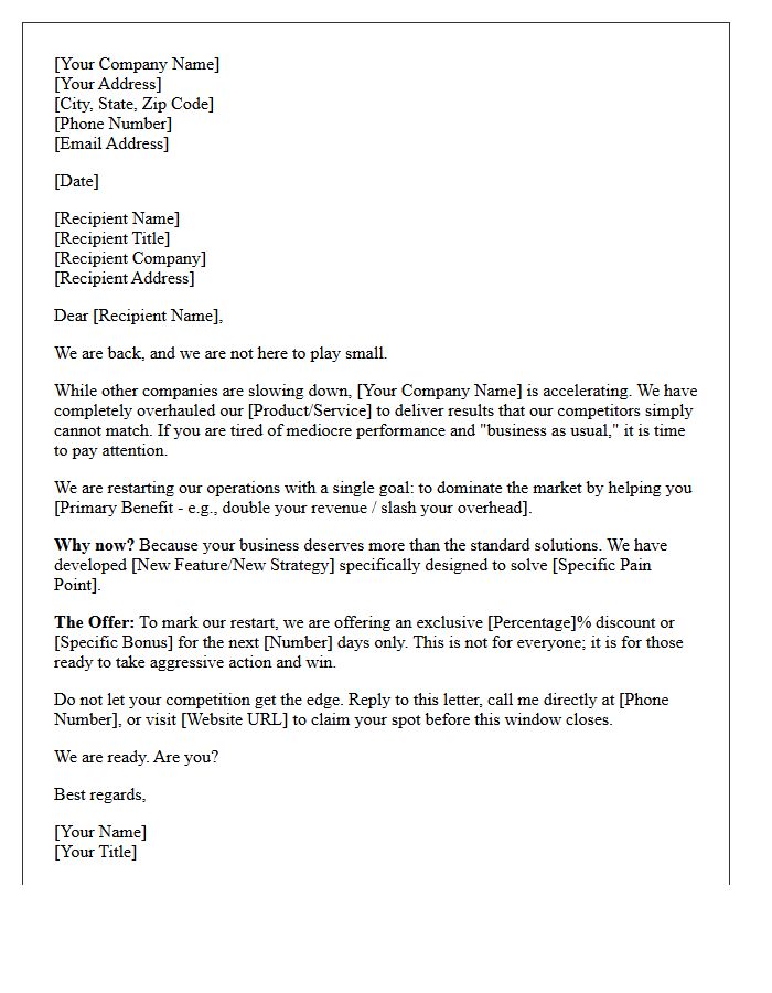 Aggressive Marketing Restart Campaign Letter