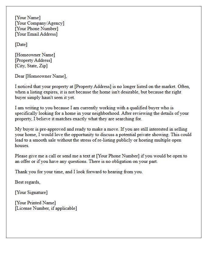 New Buyer Targeting Expired Listing Letter