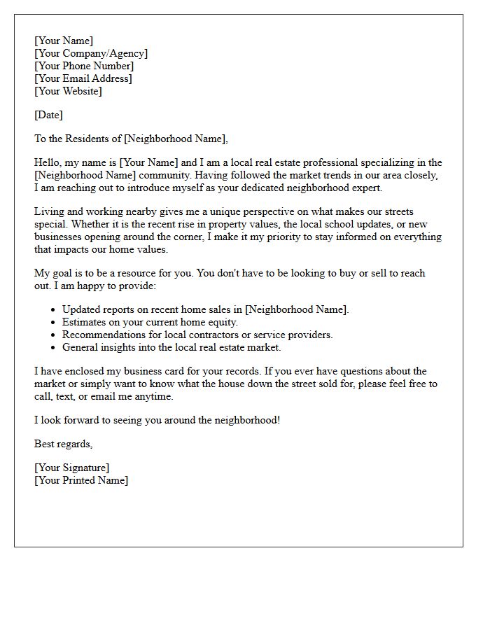 Introductory Neighborhood Expert Outreach Letter