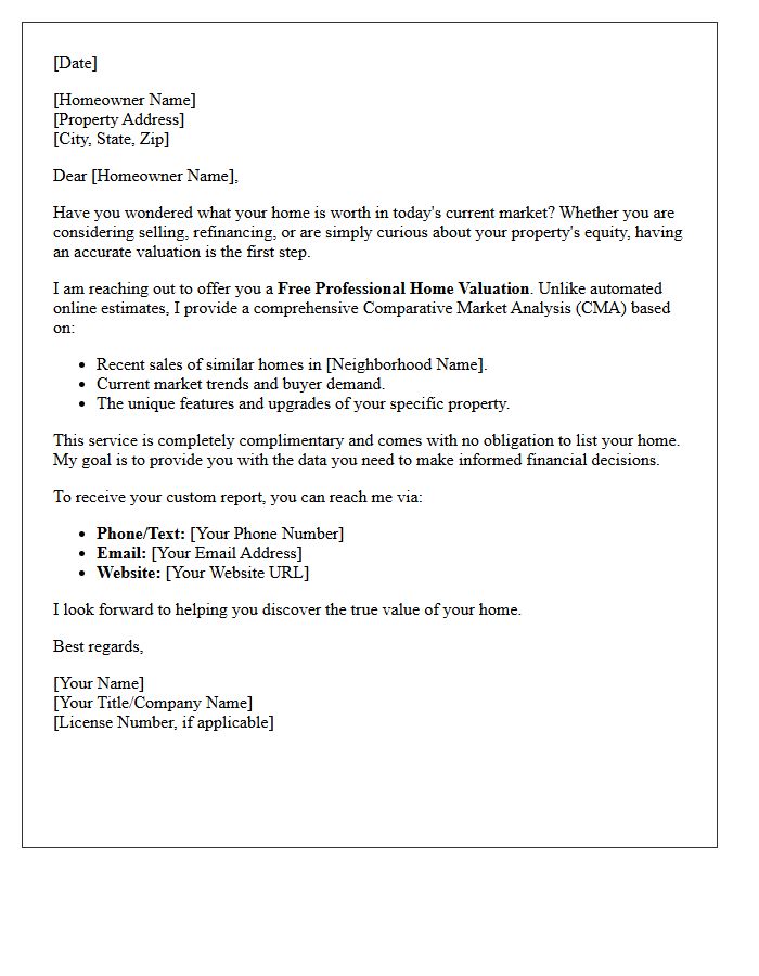 Free Professional Home Valuation Offer Letter